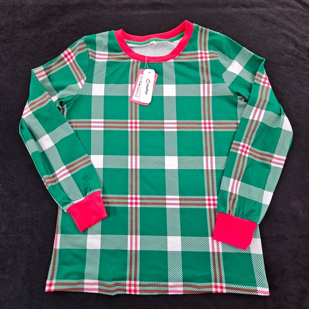 PatPat Christmas Present Wrap Green Short Sleeve Pajama Shirt Women's‎ S